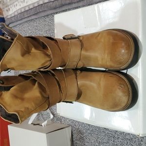 Cognac biker boots